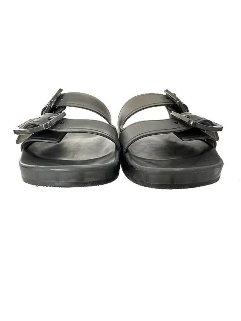 Balenciaga Mallorca Rubber Clear Belted Slide Sandals Black 37